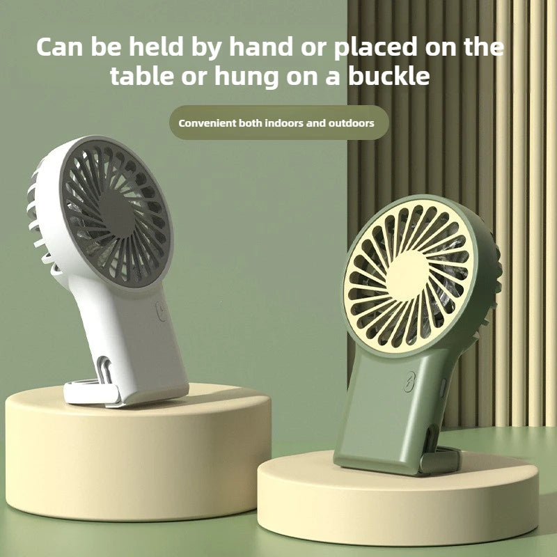 Miniventilador plegable de mano recargable por USB, diseño de dibujos animados con gancho para montañismo, uso en el hogar y la Oficina al aire libre, nuevo