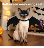 Conjunto de disfraz de murciélago negro para mascotas de Halloween con ala de máscara para gatos, perros, Cosplay creativo, suministros para fiesta de Halloween para mascotas