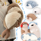 Sello de auriculares de dibujos animados de alta calidad, lontra marina, juguete de peluche, bola, cojín redondo, almohada para niños, regalo de cumpleaños, siesta escolar y sueño