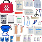 Botiquín de primeros auxilios para mascotas: contiene suministros de emergencia y manta de emergencia, apto para senderismo, camping y mochilero.