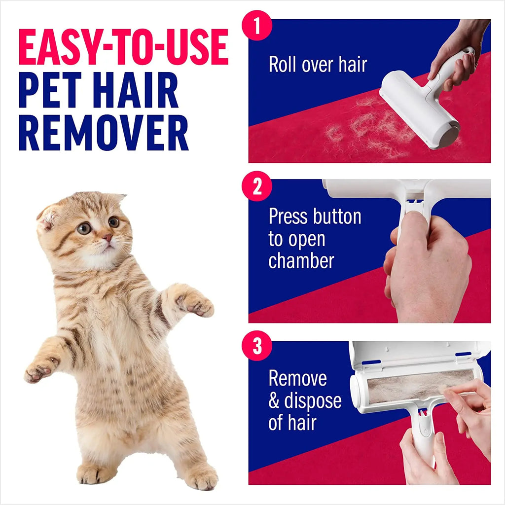 Rodillo removedor de pelo para mascotas, removedor de pelo para perros y gatos con Base autolimpiante, herramienta eficiente para depilación de animales, perfecta para muebles