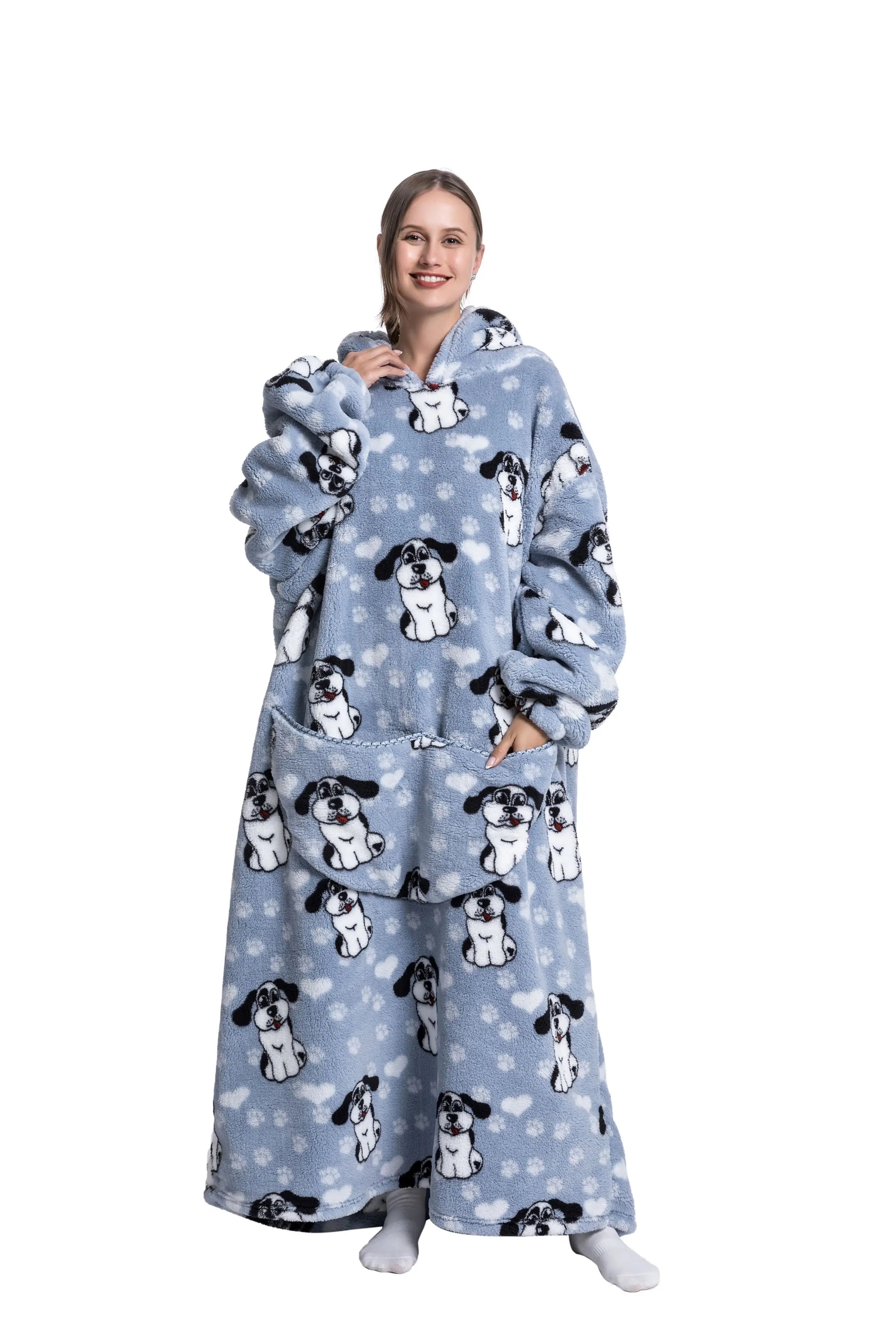 2023 nueva manta usable de TV de gran tamaño Extra larga cálida lana de felpa invierno Sherp Sudadera con capucha hombres mujeres sudadera suave regalos