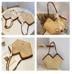 Bolso de hombro de paja para mujer, bolsa de hombro tejida a mano, estilo Retro, ideal para el verano