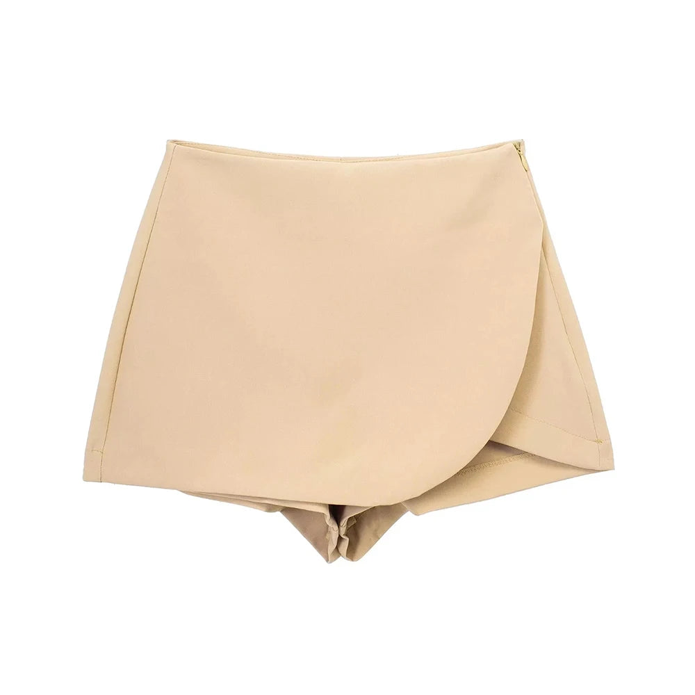 Falda corta estilo pareo a la moda para Mujer, faldas Vintage de cintura alta con cremallera lateral, falda para Mujer