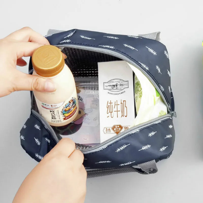 Fiambrera más fresca con patrón funcional, bolsa de almuerzo de lona con aislamiento portátil, bolsas térmicas para comida, Picnic, bolsas de almuerzo para mujeres y niños