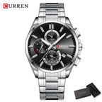 Relojes CURREN para hombre, relojes de lujo de primeras marcas para hombre, cronógrafo Original resistente al agua de acero inoxidable, fase lunar, fecha, esfera giratoria