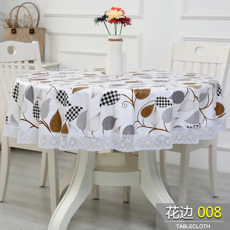Mantel redondo grande de PVC para Hotel, impermeable y a prueba de aceite, de plástico, a prueba de quemaduras
