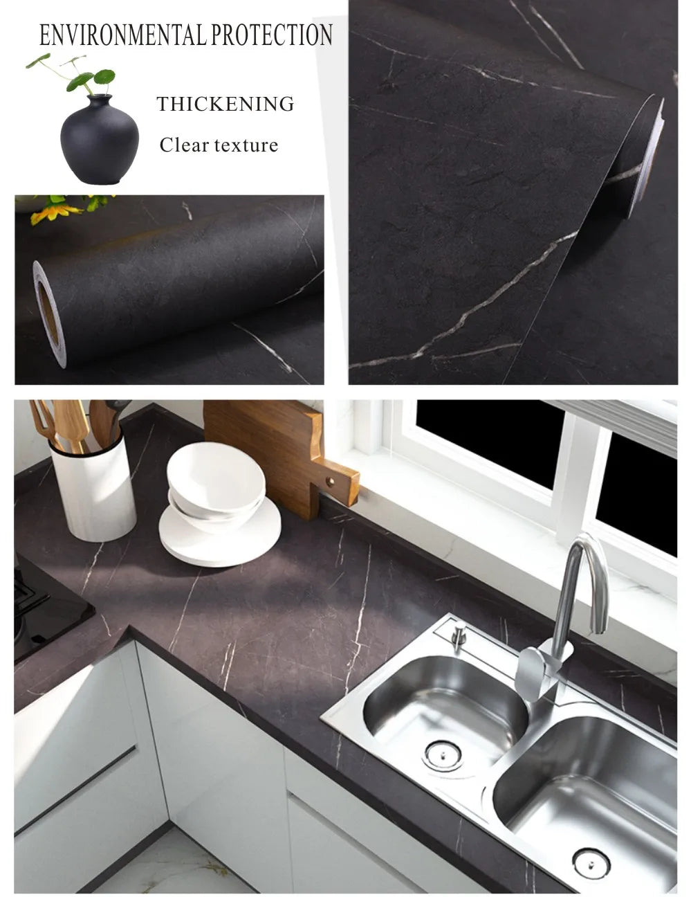 Pegatinas gruesas de mármol mate, papel tapiz autoadhesivo para cocina, a prueba de aceite, gabinetes de escritorio, encimeras, muebles, película decorativa