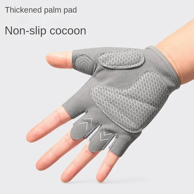 Guantes antideslizantes de medio dedo para entrenamiento de peso pesado para gimnasio, guantes de culturismo para hombres y mujeres, soporte para muñeca, deportes de levantamiento de pesas