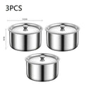 Juego de 1/3/5 Recipientes de Acero Inoxidable para Huevos al Vapor, Ramen, Arroz, Frutas, Ensaladas, Guisos, con Tapas, Tazón para Sopa, Contenedor de Alimentos, Vajilla de Cocina