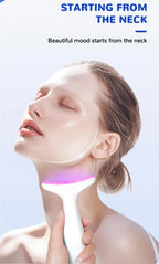 Dispositivo de belleza Facial y de cuello 2 en 1, masaje de vibración de alta frecuencia, dispositivo antienvejecimiento para estiramiento de la piel, herramienta de cuidado de la piel para uso doméstico
