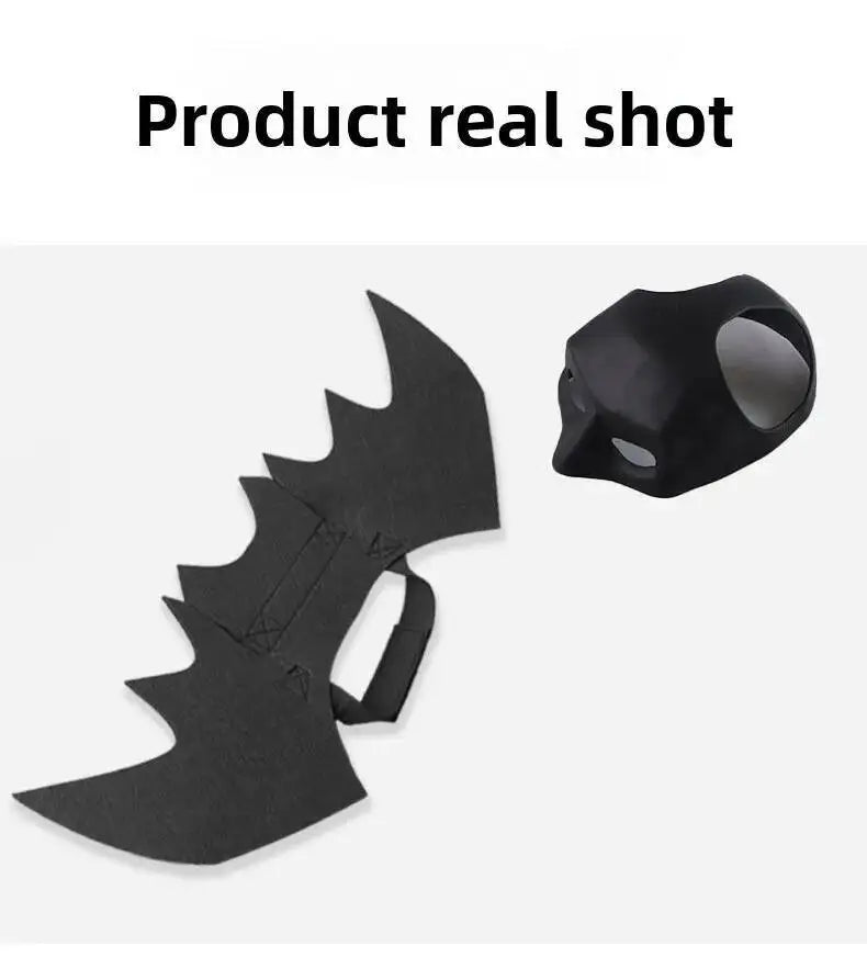 Conjunto de disfraz de murciélago negro para mascotas de Halloween con ala de máscara para gatos, perros, Cosplay creativo, suministros para fiesta de Halloween para mascotas