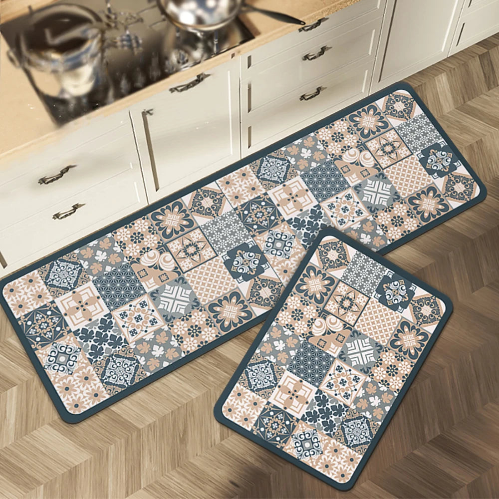 Alfombra de cocina con estampado absorbente, alfombra antideslizante para pasillo, alfombras largas para sala de estar, dormitorio, entrada, felpudo para baño
