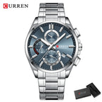 Relojes CURREN para hombre, relojes de lujo de primeras marcas para hombre, cronógrafo Original resistente al agua de acero inoxidable, fase lunar, fecha, esfera giratoria