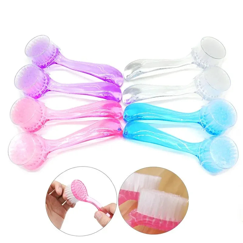 Nuevo cepillo de plástico para uñas, suave, elimina el polvo, maquillaje, cepillos de lavado, polvo de cabeza redonda, limpieza con tapa, pedicura