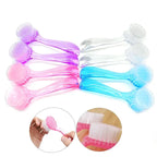 Nuevo cepillo de plástico para uñas, suave, elimina el polvo, maquillaje, cepillos de lavado, polvo de cabeza redonda, limpieza con tapa, pedicura