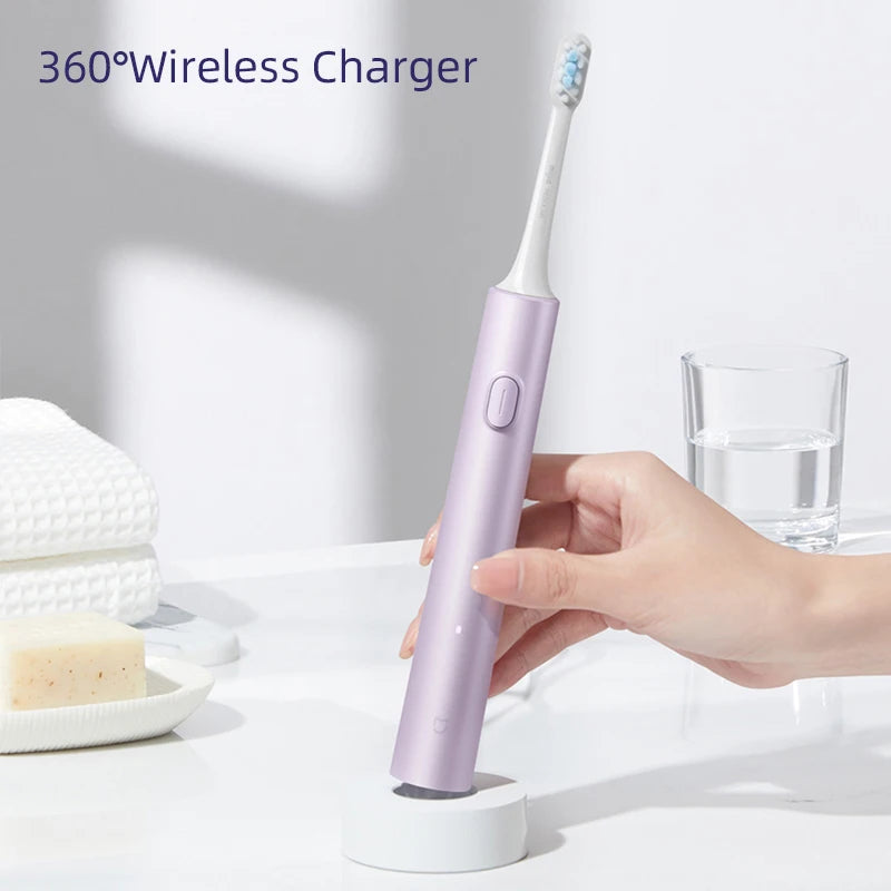 Juego de cepillos de dientes eléctricos sónicos Xiaomi MIJIA T302, 4 cabezales de cepillo, IPX8, resistente al agua, carga inalámbrica, cepillo de dientes electrónico