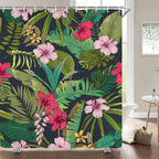 Cortinas de baño de flores, pájaros y plantas europeas, cortina de ducha impermeable, decoración de baño con impresión 3D con gancho, pantalla de baño