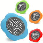 Colador de fregadero de cocina de silicona, tapón de red de filtro de drenaje antiobstrucción para desagües de 4,5 pulgadas de diámetro, evita zuecos y bloques, 2 uds.