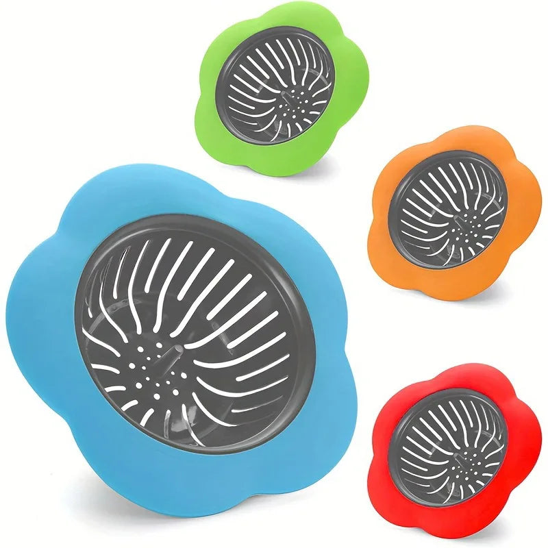 Colador de fregadero de cocina de silicona, tapón de red de filtro de drenaje antiobstrucción para desagües de 4,5 pulgadas de diámetro, evita zuecos y bloques, 2 uds.