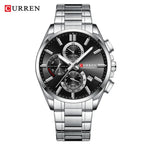 Relojes CURREN para hombre, relojes de lujo de primeras marcas para hombre, cronógrafo Original resistente al agua de acero inoxidable, fase lunar, fecha, esfera giratoria
