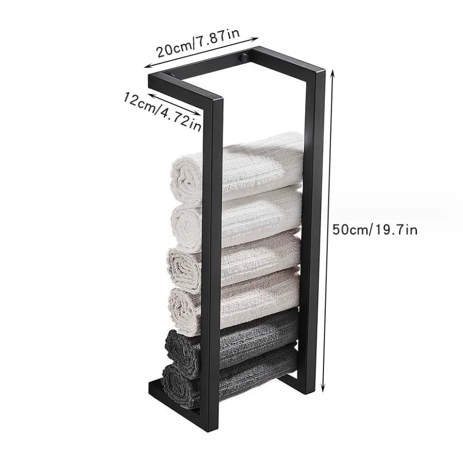 Toallero de baño, estante de almacenamiento de toallas de baño, rollo de toalla de baño de Hotel, estante de papel, colgante de pared negro de acero inoxidable de doble uso