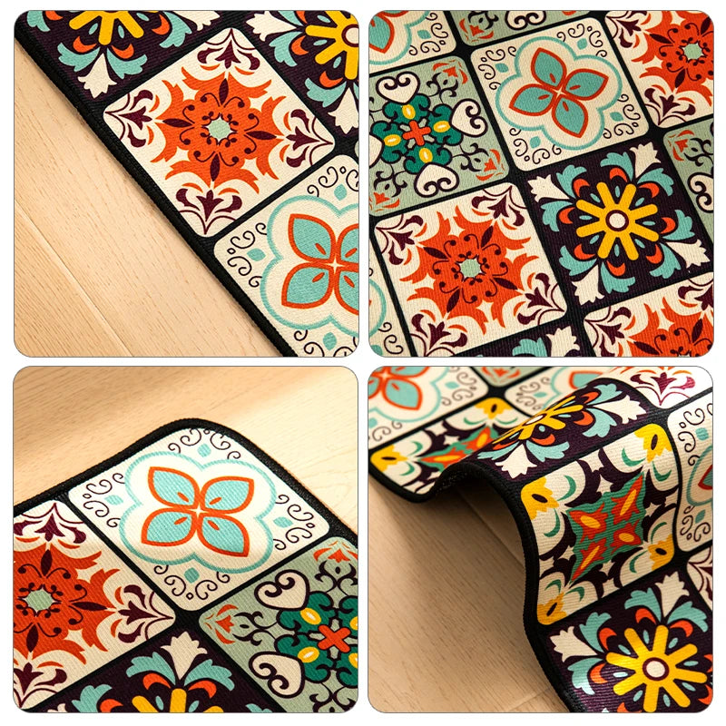 Alfombra de cocina con estampado absorbente, alfombra antideslizante para pasillo, alfombras largas para sala de estar, dormitorio, entrada, felpudo para baño