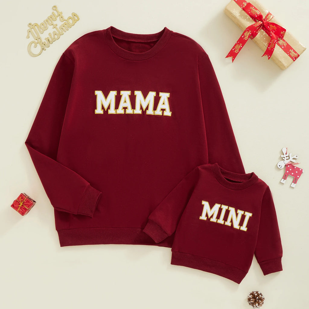 Citgeett primavera mamá y yo trajes a juego 0-3Y Bordado de letras jerseys de manga larga otoño sudadera Tops