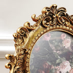 Marco de fotos redondo con decoración de encaje dorado Retro, adecuado para exhibición de fotos, decoración del hogar, accesorios de fotografía, 1 ud.