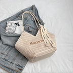 Bolso de hombro de paja para mujer, bolsa de hombro tejida a mano, estilo Retro, ideal para el verano