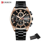 Relojes CURREN para hombre, relojes de lujo de primeras marcas para hombre, cronógrafo Original resistente al agua de acero inoxidable, fase lunar, fecha, esfera giratoria