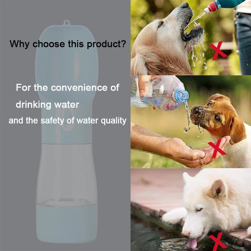 Dispensador portátil de botellas de agua para perros 2 en 1, alimentador de agua y comida para mascotas, cuencos para caminar al aire libre, senderismo, para gatos pequeños y perros