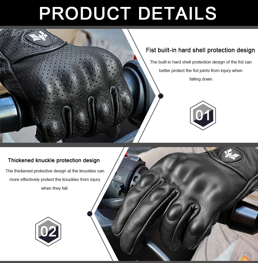 Guantes de cuero Vintage para motocicleta para hombre, Guantes negros resistentes al desgaste con pantalla táctil, antideslizantes, Retro, novedad de verano 2023