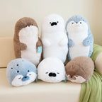 Sello de auriculares de dibujos animados de alta calidad, lontra marina, juguete de peluche, bola, cojín redondo, almohada para niños, regalo de cumpleaños, siesta escolar y sueño