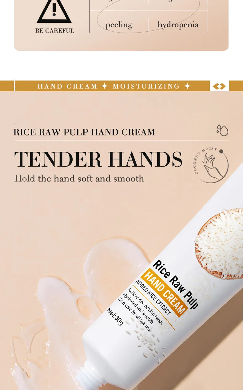 3/5 piezas BIOAQUA Crema de manos de arroz blanco, blanqueadora, hidratante, nutritiva, antienvejecimiento, productos para el cuidado de la piel de las manos