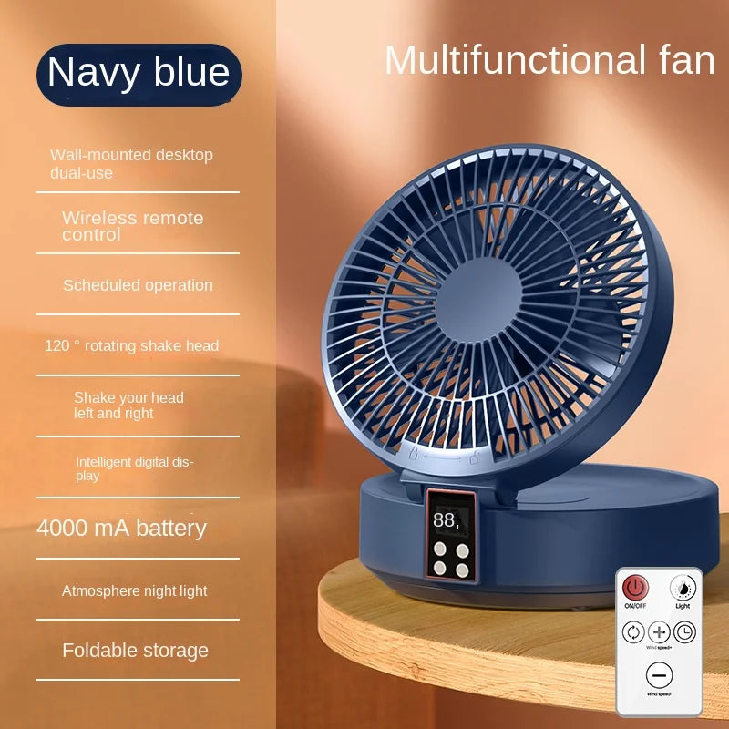 Ventilador portátil con Control remoto para colgar en la pared, ventilador plegable eléctrico recargable por Usb, luz nocturna, Enfriador de aire para el hogar, nuevo, 2023