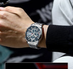 Relojes CURREN para hombre, relojes de lujo de primeras marcas para hombre, cronógrafo Original resistente al agua de acero inoxidable, fase lunar, fecha, esfera giratoria