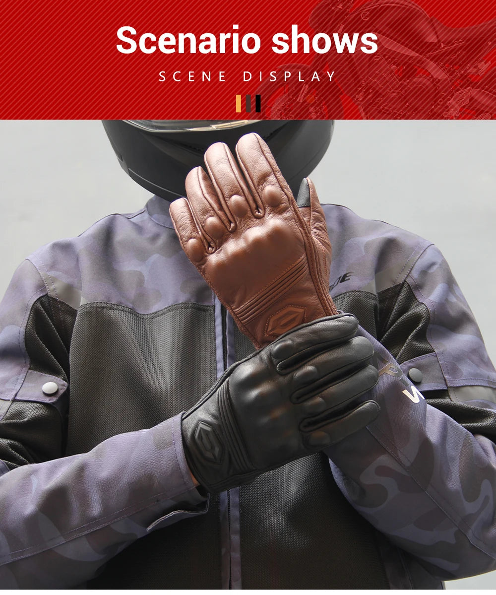 Guantes de Moto transpirables para motocicleta, Guantes de cuero para Motocross, Guantes de ciclismo para motorista, Guantes para montar en Moto con pantalla táctil