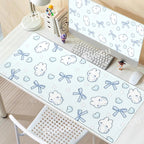 Alfombrilla de Ratón Grande Creativa con Diseño de Conejito con Lazo Azul, Alfombrilla de Escritorio para Oficina, Decoración para PC, Regalo Kawaii para Chicas, Alfombrilla Antideslizante para Computadora