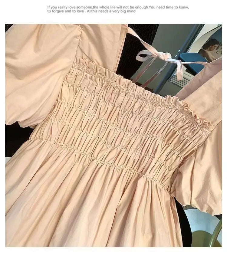 Blusa de Gasa con Manga Abullonada y Cuello Cuad, Estilo Verano 2025, para Mujer, Talla Pequeña