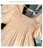 Blusa de Gasa con Manga Abullonada y Cuello Cuad, Estilo Verano 2025, para Mujer, Talla Pequeña