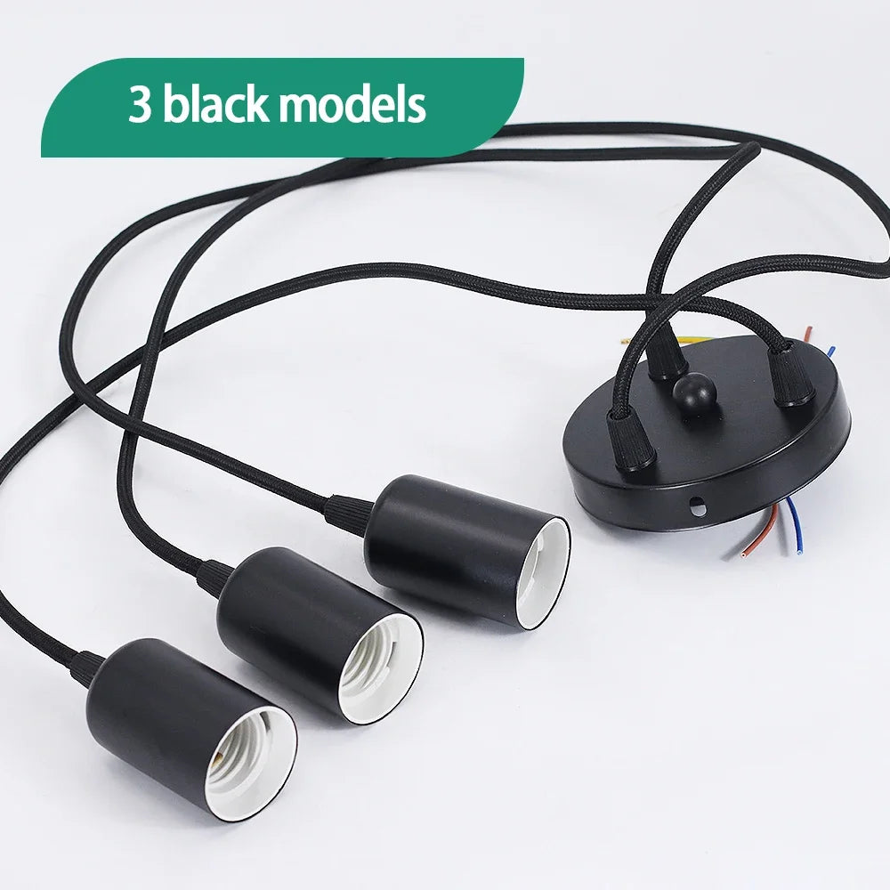 Luces colgantes lineales E27 Simple negro/blanco/plata 90-260v Bar cafetería accesorios de iluminación interior decoración lámpara colgante restaurante