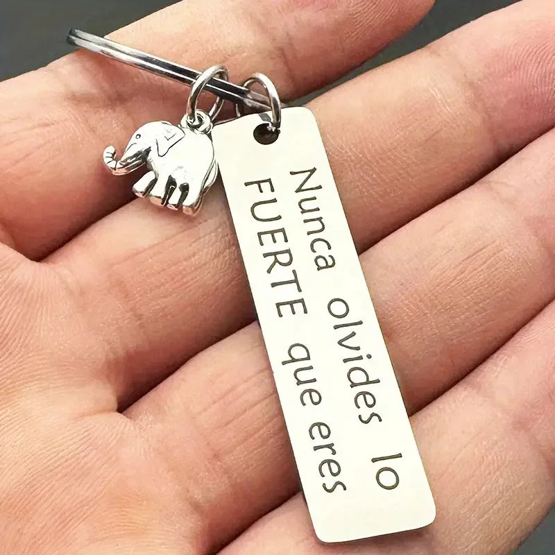 Llavero de Acero Inoxidable con Elefante en Polvo, Energía Positiva e Inspiradora, para Hombre, Decoración para Coche o Mochila