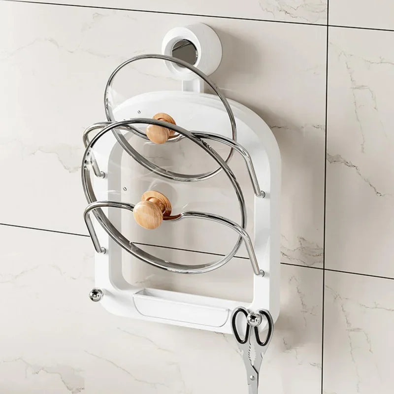 Estante organizador de cocina para colgar en la pared, estante para cubrir ollas, tapa de olla multicapa, estante multifuncional de Metal, estante de almacenamiento para tapas de ollas