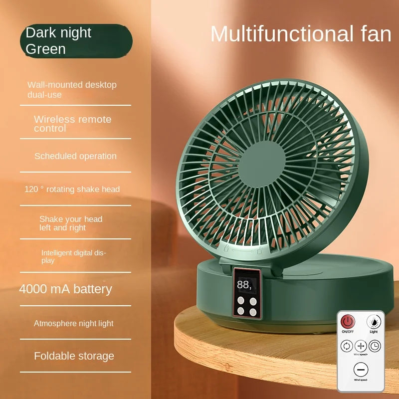 Ventilador portátil con Control remoto para colgar en la pared, ventilador plegable eléctrico recargable por Usb, luz nocturna, Enfriador de aire para el hogar, nuevo, 2023