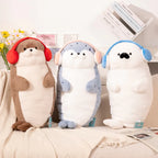 Sello de auriculares de dibujos animados de alta calidad, lontra marina, juguete de peluche, bola, cojín redondo, almohada para niños, regalo de cumpleaños, siesta escolar y sueño