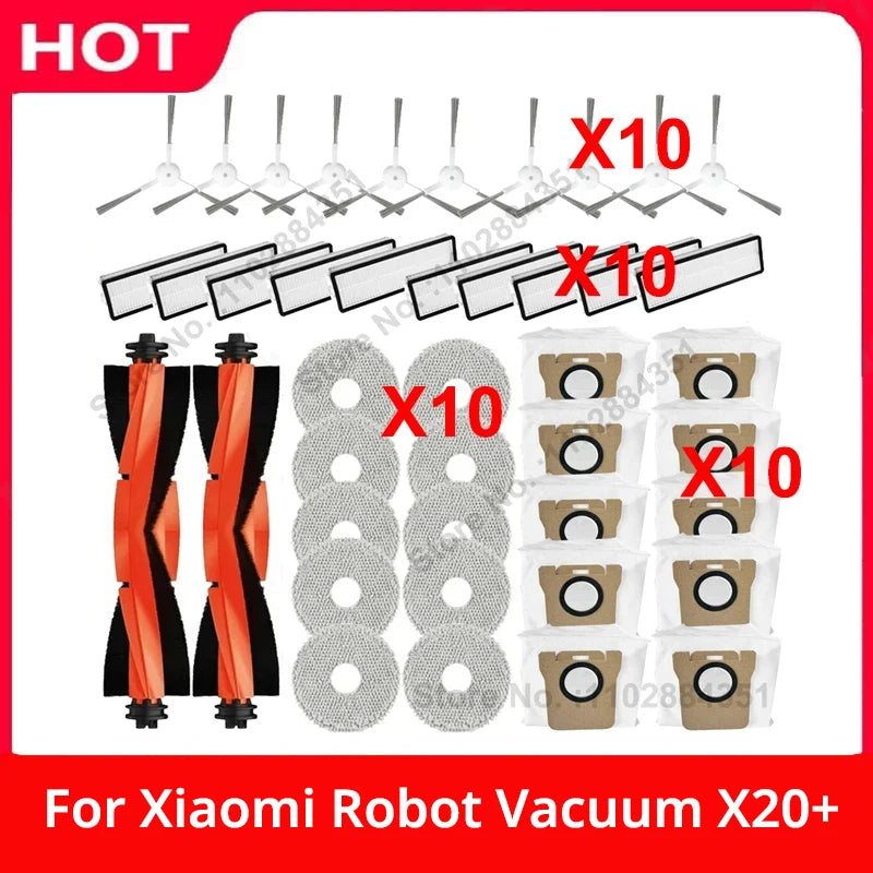 Compatible con Xiaomi Robot aspirador X20 + / X20 Plus, piezas de repuesto, accesorios, Cepillo Lateral principal, filtro Hepa, paño de mopa, bolsa para polvo