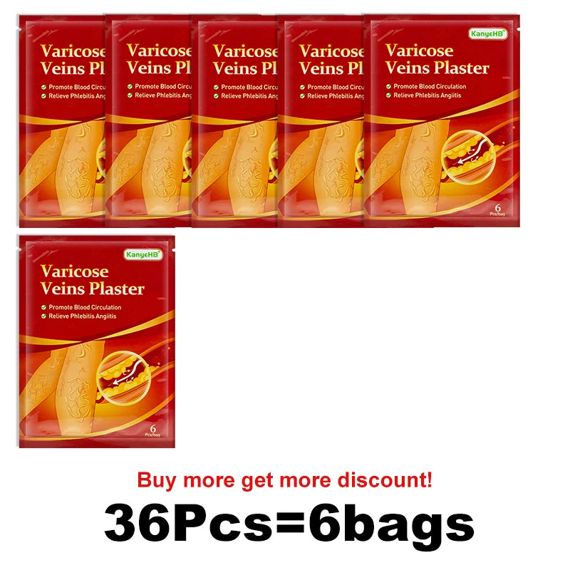 Parche de venas varicosas, eliminación de Vasculitis, flebitis, venas de araña, pierna, medicina Herbal china, yeso para el dolor de venas, 6, 12, 24, 36, 48, 60 piezas
