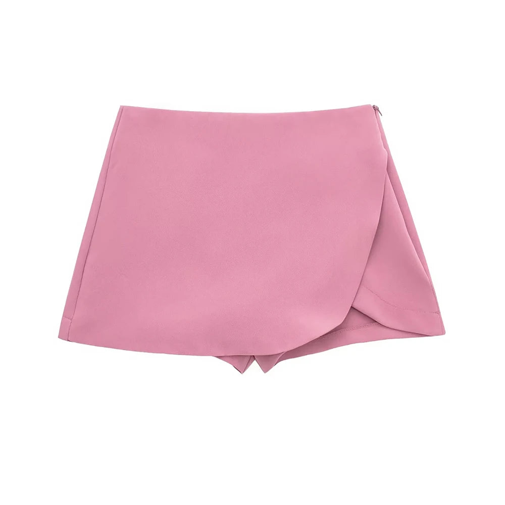 Falda corta estilo pareo a la moda para Mujer, faldas Vintage de cintura alta con cremallera lateral, falda para Mujer