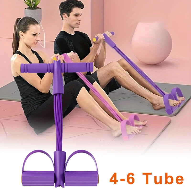 Tensor de banda de resistencia de 4 niveles con asas antideslizantes - Equipo de fitness en casa para entrenamiento muscular abdominal Yoga abdominal